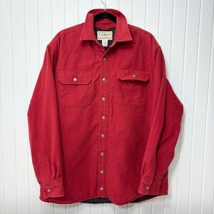 L.L. Bean Vintage Red Button-Up Shirt-Jacket Size L Tall